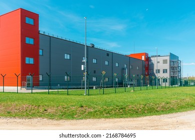 New Commercial Retail Small Office Building.The Exterior Facade Of A General Small Business.