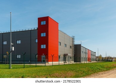 New Commercial Retail Small Office Building.The Exterior Facade Of A General Small Business.Telsiai,Lithuania.05-10-2022.