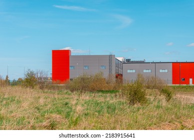 New Commercial Retail Small Office Building.The Exterior Facade Of A General Small Business.