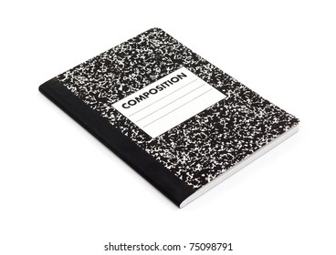 New composition notebook on a white background.