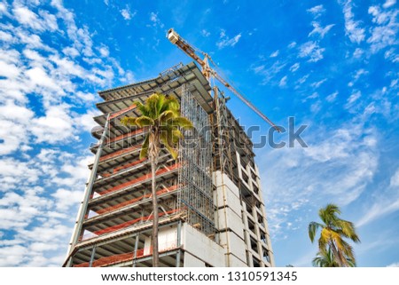 New condominium contruction in Mazatlan Golden Zone (Zona Dorada), a famous touristic beach and resort zone in Mexico