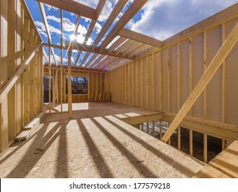New construction of a house/Framed New Construction of a House/Building a new house from the ground up 