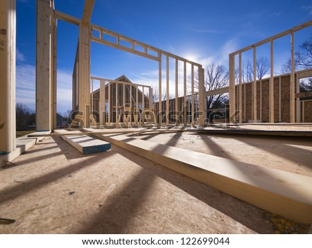 New construction of a house/Framed New Construction of a House/Building a new house from the ground up