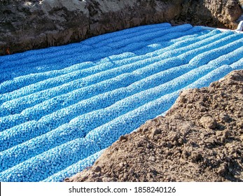 New Construction Of A Packed Bed Septic Leaching Field In A Rural Residential House For Wastewater Treatment