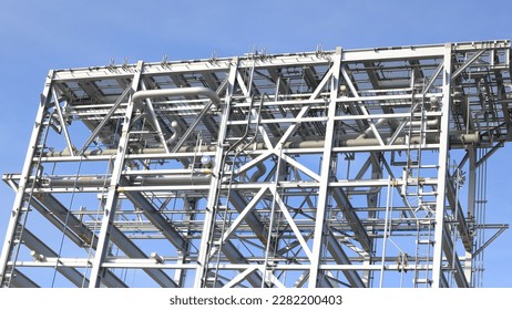 new constructions development site at the beginning with steel and concrete building frame.  - Shutterstock ID 2282200403