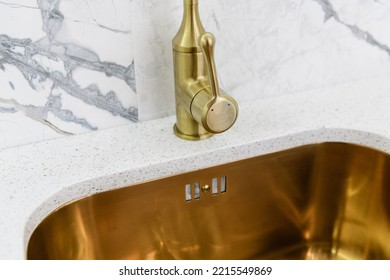 New Copper Gold Sink In Kitchen Counter