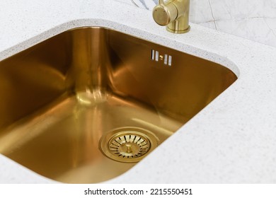 New Copper Gold Sink In Kitchen Counter