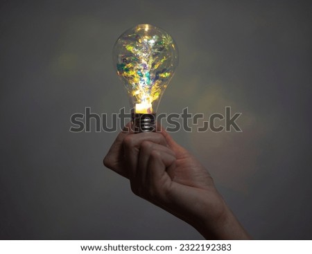 A new creative idea. A woman is holding a light bulb