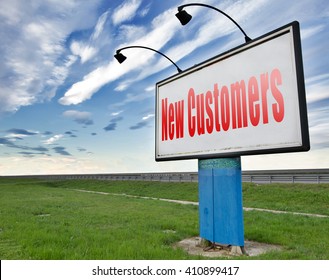 New Customers Attract Buyers Increase Traffic By Product Marketing Service And Promotion Study Customer Base And Profile, Road Sign Billboard.

