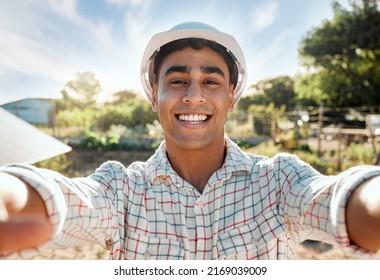 New Day , New Goals. Shot Of A Young Farmer Talking A Selfie On A Farm.