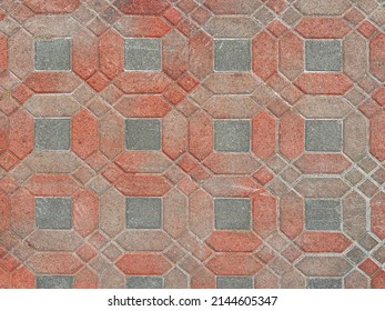 a new decoration cobblestone pavers red block street road construction driveway sidewalk pathway overhead surface