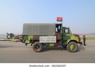 New Delhi / India - 01/03/2019: A M777 A 2 Ultralight Howitzer During Army Day Rehearsals In New Delhi.