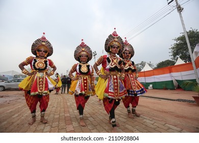 New Delhi, India - 01-22-2022 -  Indian Artist During A Rehearsal For Upcoming Republic Day Parade