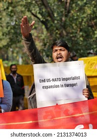 New Delhi, India, 02 March 2022- An All India Students' Association (AISA) Activist An Anti War Rally For Ukraine And Demanding Evacuation Of Indian Students From Ukraine Amid The Russian Invasion.