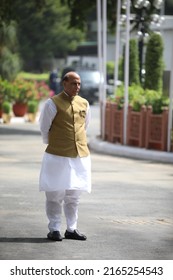 New Delhi, India - 06-02-2022 - Indian Defence Minister Rajnath Singh Waits To Receive His Israeli Counterpart Benny Gantz, In New Delhi.