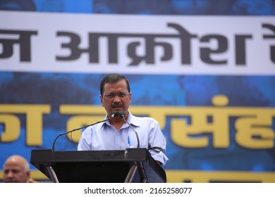 New Delhi, India - 06-04-2022 - Delhi Chief Minister Arvind Kejriwal During A Protest Rally In New Delhi, India.