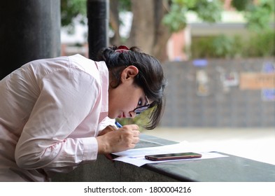 New Delhi/ India - 07/04/2019: Students Filling Up Forms For Admissions In Delhi University.