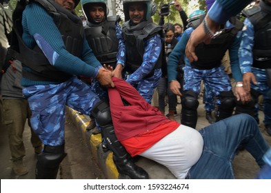 New Delhi / India - 12/19/2019: People Protesting Against The Citizenship Amendment Act 2019 And NRC In New Delhi. 