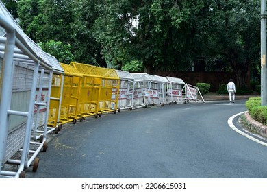 New Delhi, India - 17 September 2022 : Curfew Police Barricading Lockdown