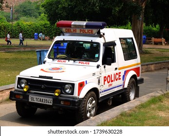 New Delhi, India - 18th September 2019: Police Car On The Street