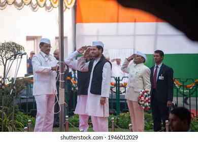 New Delhi, India- 28 December 2016:  Congress Vice President Rahul Gandhi During Flag Hoisting On The Occasion Of 132nd Foundation Day Of The Indian National Congress On At AICC Office