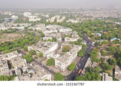 New Delhi, India - April 18, 2022: Aerial View Of Connaught Place, It Is A Central Business District Situated In New Delhi, India