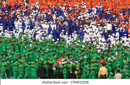 NEW DELHI, INDIA - Aug 13, 2020: Prime Minister Narendra Modi Meet With School Children After Addresses To The Nation On The Independence Day Celebration From The Ramparts Of Historic Red Fort, India 