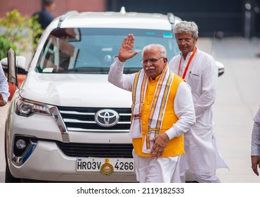 New Delhi, India- Aug 28 2018: Manohar Lal Khattar Chief Minister Of Haryana, Going For Party Meeting At Bharatiya Janata Party Headquarter.