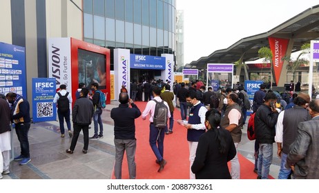 New Delhi, India - December 10 2021: IFSEC India Exhibition At Pragati Maidan, New Delhi