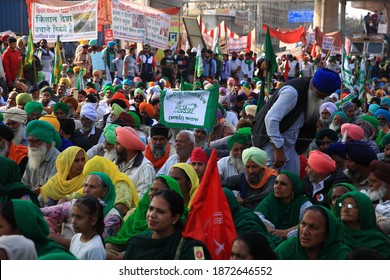 New Delhi, India - DECEMBER 12, 2020: Farmers Protest At Delhi-Haryana Tikri Border. Farmers Are Protesting Against The New Farm Laws In India.