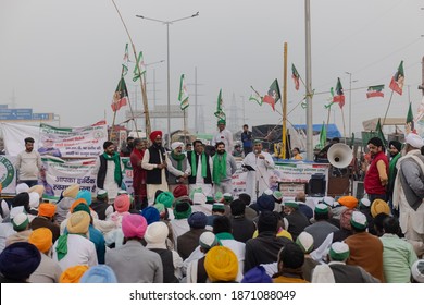 New Delhi, India, December 2020 : Portrait Of Sikh Farmer From Punjab And Other States Participating In New Farm Law Bill Protest At Delhi-UP Border. Farmers From Across India Protest At Delhi.