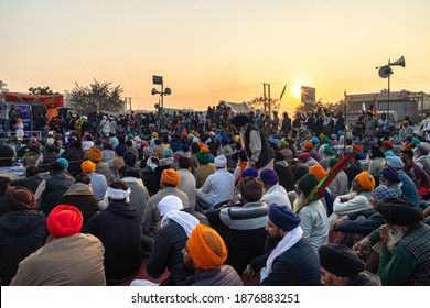 New Delhi, India - DECEMBER 2020: Farmers Protest At Delhi-Haryana  Border. Farmers Are Protesting Against The New Farm Laws In India.