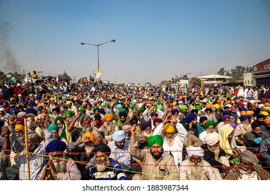 New Delhi, India - DECEMBER 2020: Farmers Protest At Delhi-Haryana Border. Farmers Are Protesting Against The New Farm Laws In India.