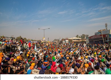 New Delhi, India - DECEMBER 2020: Farmers Protest At Delhi-Haryana Border. Farmers Are Protesting Against The New Farm Laws In India.