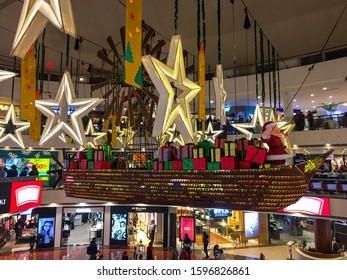 NEW DELHI, INDIA - DECEMBER 21, 2019: Indian People And Foreigner Travelers Walking And Shopping In Select City Walk Mall During Christmas Eve  Saket In New Delhi, India