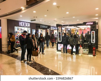 NEW DELHI, INDIA - DECEMBER 21, 2019: Indian People And Foreigner Travelers Walking And Shopping In Select City Walk Mall During Christmas Eve  Saket In New Delhi, India