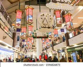 NEW DELHI, INDIA - DECEMBER 21, 2019: Indian People And Foreigner Travelers Walking And Shopping In Select City Walk Mall During Christmas Eve  Saket In New Delhi, India