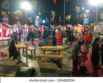 NEW DELHI, INDIA - DECEMBER 21, 2019: Indian People And Foreigner Travelers Walking And Shopping In Select City Walk Mall During Christmas Eve  In Saket, New Delhi, India