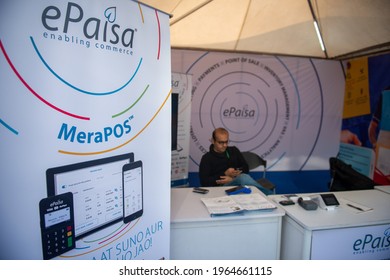New Delhi, India- December 30 2016: Epaisa Digital Payment Company Display ATM Machine On Counter During Digi Dhan Mela Organized By Government Of India To Promote Digital Payment Methods, 