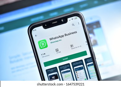 New Delhi, India - February 10, 2020: Whatsapp Business App On Smartphone, Whatsapp For Business