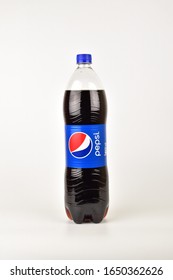New Delhi, India - February 20, 2020: Pepsi bottle on white background a
