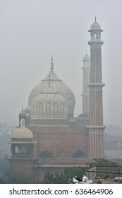 New Delhi, India - Friday Masjid Jama Mosque At Delhi Smog