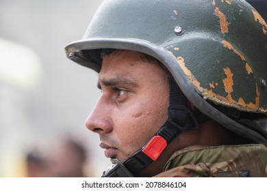 New Delhi, India - Jan 23, 2017 : Indian guard. Soldiers take part in rehearsal activities for the upcoming India Republic Day parade. New Delhi, India