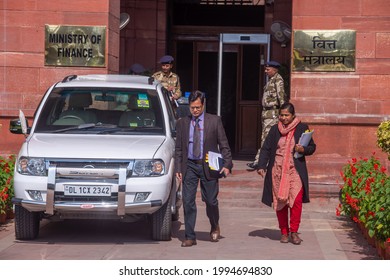 New Delhi, India, January 30 2018: A view of indian finance ministry, North Block of the Secretariat Building in New Delhi, the capital of India,