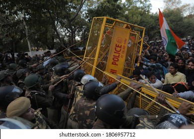 New Delhi, India - January 30,2020: Protesters During The Ongoing Protests Against The Citizenship Amendment Act 2019 (CAA) And NRC In New Delhi.