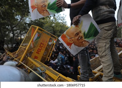 New Delhi, India - January 30,2020: Protesters During The Ongoing Protests Against The Citizenship Amendment Act 2019 (CAA) And NRC In New Delhi.