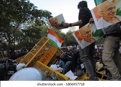 New Delhi, India - January 30,2020: Protesters During The Ongoing Protests Against The Citizenship Amendment Act 2019 (CAA) And NRC In New Delhi.