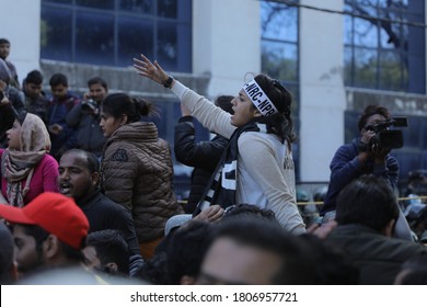 New Delhi, India - January 30,2020: Protesters During The Ongoing Protests Against The Citizenship Amendment Act 2019 (CAA) And NRC In New Delhi.