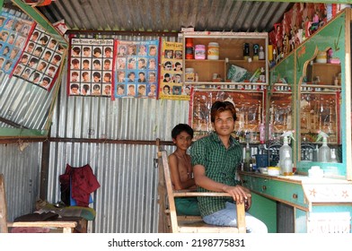 New Delhi, India - March 10, 2015: A Traditional Barber Shop. Indian Barber.