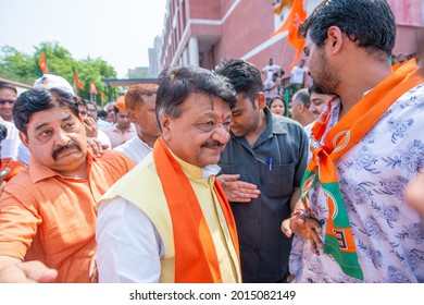 New Delhi; India- May 23 2019: BJP President, Amit Shah Arrives At BJP Headquarters After Getting A Lead In Loksabha Elections At DDU Marg